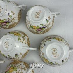 Royal Albert Crown China Pansy 7726 Tea Cups & Saucers Set 15 Pc Floral Gold
