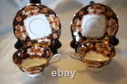 Royal Albert Derby Heirloom Imari 7 Cups & Saucers Bone China Gold Trim England