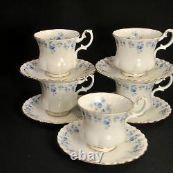 Royal Albert Footed Mini 5 Sets Cups Saucers Montrose Memory Lane Gold 1965-2007