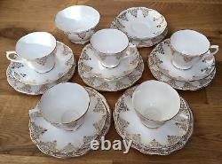 Royal Albert Gold Lace White Gilded Tea Coffee 5+ Trio Sets Bone China England