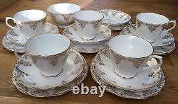 Royal Albert Gold Lace White Gilded Tea Coffee 5+ Trio Sets Bone China England