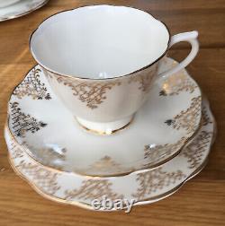 Royal Albert Gold Lace White Gilded Tea Coffee 5+ Trio Sets Bone China England