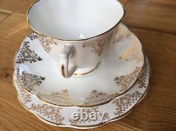Royal Albert Gold Lace White Gilded Tea Coffee 5+ Trio Sets Bone China England