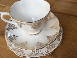 Royal Albert Gold Lace White Gilded Tea Coffee 5+ Trio Sets Bone China England