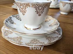 Royal Albert Gold Lace White Gilded Tea Coffee 5+ Trio Sets Bone China England