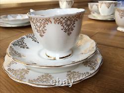 Royal Albert Gold Lace White Gilded Tea Coffee 5+ Trio Sets Bone China England