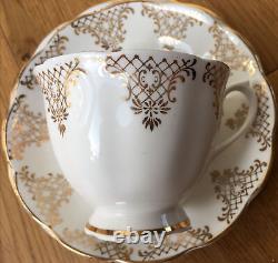 Royal Albert Gold Lace White Gilded Tea Coffee 5+ Trio Sets Bone China England