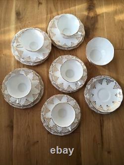 Royal Albert Gold Lace White Gilded Tea Coffee 5+ Trio Sets Bone China England