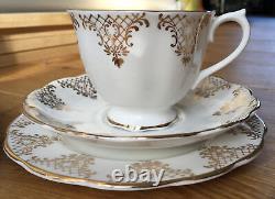 Royal Albert Gold Lace White Gilded Tea Coffee 5+ Trio Sets Bone China England