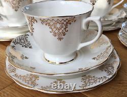 Royal Albert Gold Lace White Gilded Tea Coffee 5+ Trio Sets Bone China England
