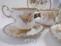 Royal Albert Golden Glory 4 cups and Montrose shape, White ground gold floral