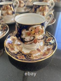Royal Albert Heirloom Cobalt Blue Gold Imari Coffee Cups And Saucers 18 Pieces