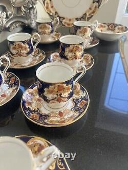 Royal Albert Heirloom Cobalt Blue Gold Imari Coffee Cups And Saucers 18 Pieces