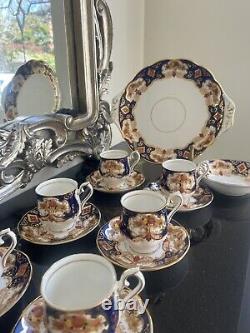 Royal Albert Heirloom Cobalt Blue Gold Imari Coffee Cups And Saucers 18 Pieces