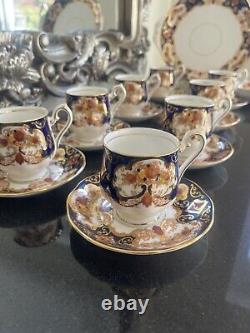 Royal Albert Heirloom Cobalt Blue Gold Imari Coffee Cups And Saucers 18 Pieces