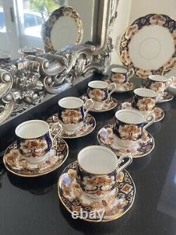 Royal Albert Heirloom Cobalt Blue Gold Imari Coffee Cups And Saucers 18 Pieces