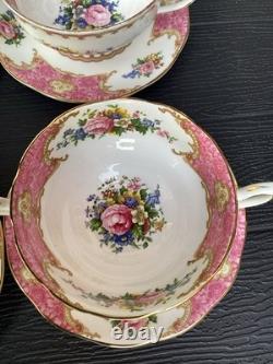 Royal Albert Lady Carlyle Bone China soup twin handled cup & Saucer Set x 6