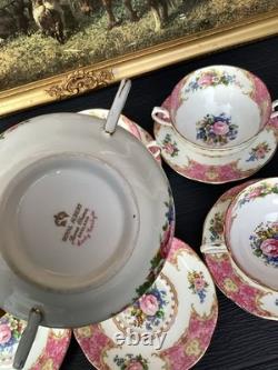 Royal Albert Lady Carlyle Bone China soup twin handled cup & Saucer Set x 6