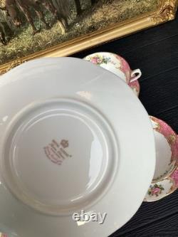 Royal Albert Lady Carlyle Bone China soup twin handled cup & Saucer Set x 6