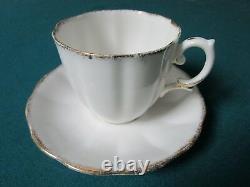 Royal Albert MID Century 3 Cups And Saucers England White Gold Rim Original