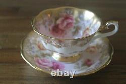 Royal Albert Portrait Series Pink Gold Roses Teacup Tea Cup Saucer