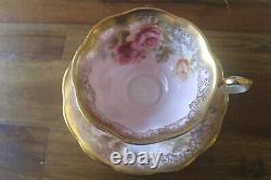 Royal Albert Portrait Series Pink Gold Roses Teacup Tea Cup Saucer