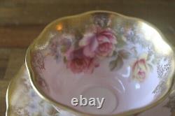 Royal Albert Portrait Series Pink Gold Roses Teacup Tea Cup Saucer