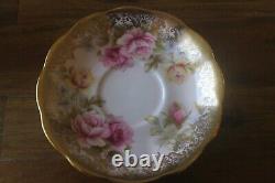 Royal Albert Portrait Series Pink Gold Roses Teacup Tea Cup Saucer