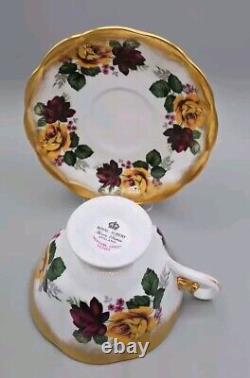 Royal Albert RED & YELLOW ROSES Floral Cup & Saucer TREASURE CHEST Series