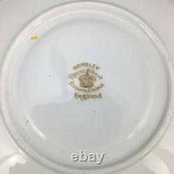 Royal Albert Wembley pattern #7318 Gold 2 tea cups & saucers England RARE