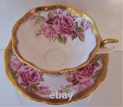 Royal Albert, Wide Mouth, Tea Cup & Saucer, Highly Gilded with Pink Roses