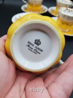 Royal Albert bone china yellow gold tea cups & saucers 4 sets, 8 PCS Regal Series