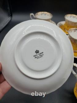 Royal Albert bone china yellow gold tea cups & saucers 4 sets, 8 PCS Regal Series