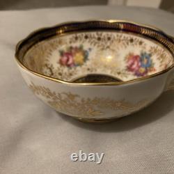 Royal Cauldon England Cobalt & Gold Bone China Painted Tea Cup & Saucer