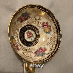 Royal Cauldon England Cobalt & Gold Bone China Painted Tea Cup & Saucer