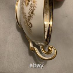 Royal Cauldon England Cobalt & Gold Bone China Painted Tea Cup & Saucer