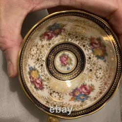 Royal Cauldon England Cobalt & Gold Bone China Painted Tea Cup & Saucer