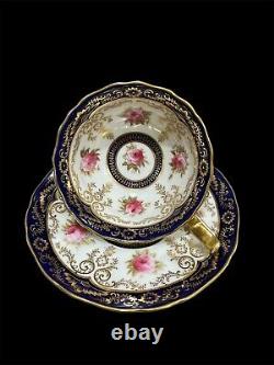 Royal Cauldon England Tea Cup & Saucer Gold Gilt Porcelain Rose Garland