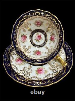 Royal Cauldon England Tea Cup & Saucer Gold Gilt Porcelain Rose Garland