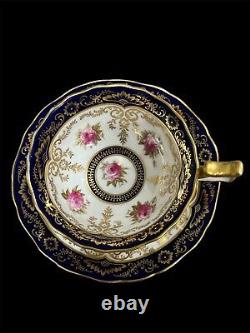 Royal Cauldon England Tea Cup & Saucer Gold Gilt Porcelain Rose Garland