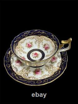 Royal Cauldon England Tea Cup & Saucer Gold Gilt Porcelain Rose Garland