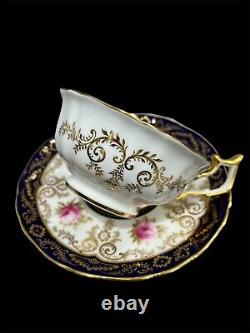 Royal Cauldon England Tea Cup & Saucer Gold Gilt Porcelain Rose Garland
