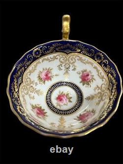 Royal Cauldon England Tea Cup & Saucer Gold Gilt Porcelain Rose Garland