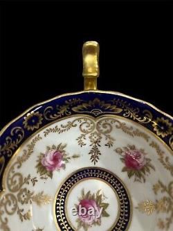 Royal Cauldon England Tea Cup & Saucer Gold Gilt Porcelain Rose Garland