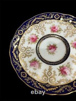 Royal Cauldon England Tea Cup & Saucer Gold Gilt Porcelain Rose Garland