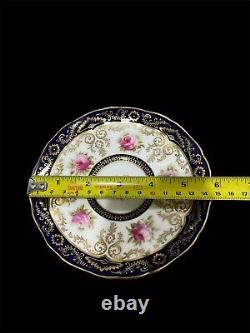 Royal Cauldon England Tea Cup & Saucer Gold Gilt Porcelain Rose Garland