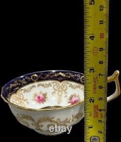 Royal Cauldon England Tea Cup & Saucer Gold Gilt Porcelain Rose Garland