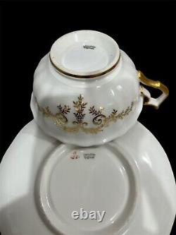 Royal Cauldon England Tea Cup & Saucer Gold Gilt Porcelain Rose Garland