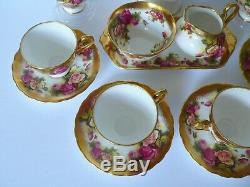 Royal Chelsea GOLDEN ROSE Coffee/Tea Set Teapot Cups & Saucers