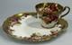 Royal Chelsea Golden Rose Footed Cups & Saucers Set Of 4 Heavy Gold Ua1